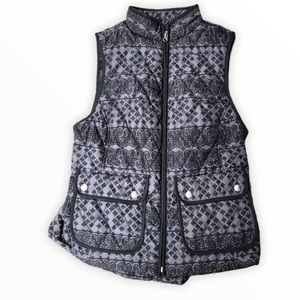 Croft & Barrow gray black design quilted vest size SMALL PETITE Adjustable waist